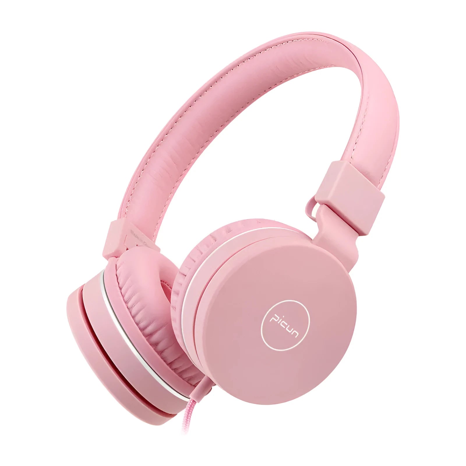 Bengoo C30 wired over-ear headphones with microphone in mint green colour, showing braided cable and 3.5mm plug.