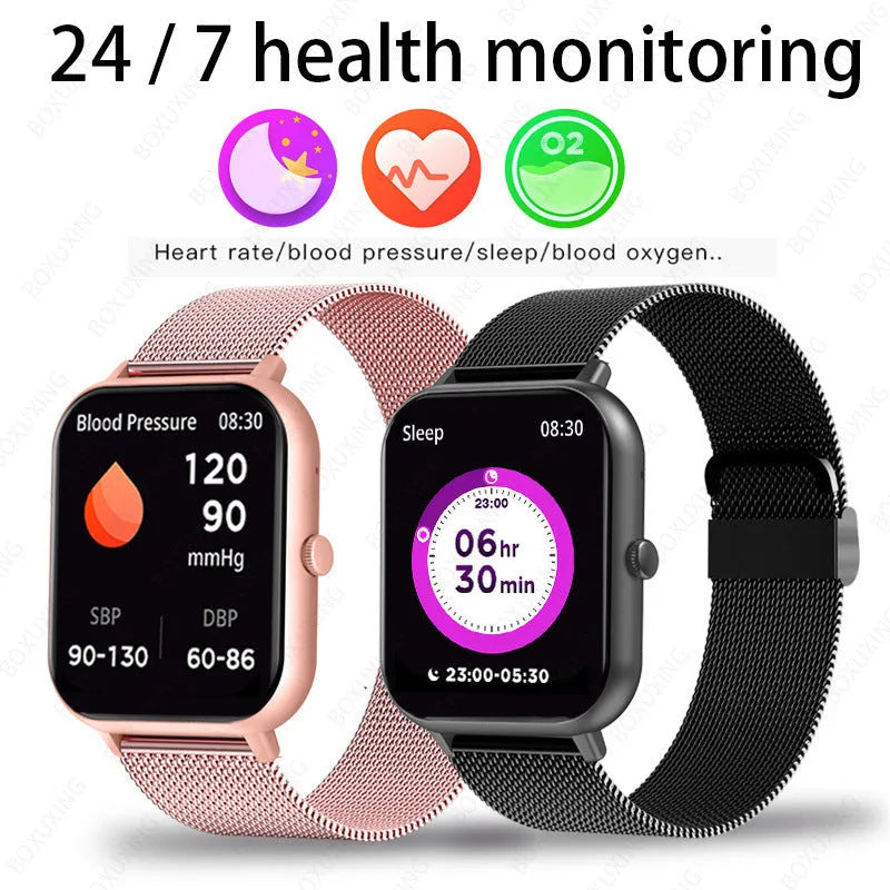 ZL54C smart watch with AMOLED touch screen showing heart rate and blood oxygen readings