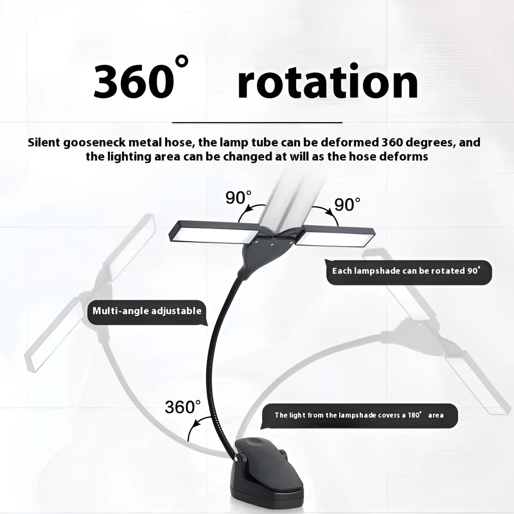 Rechargeable music stand lamp with 28 LED lights in black, pink or white colours