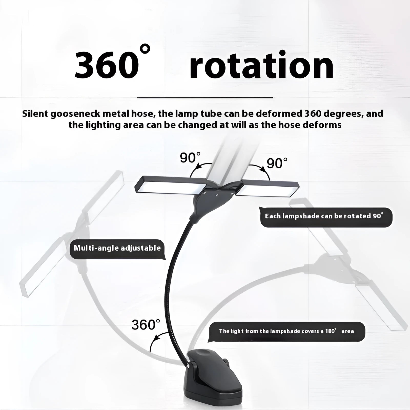Rechargeable music stand lamp with 28 LED lights in black, pink or white colours