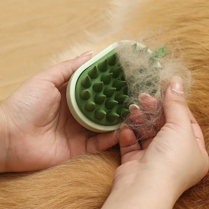 Soft silicone pet hair remover and massage brush for dogs and cats in dark blue colour