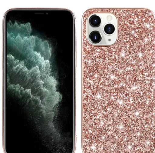 Shockproof TPU phone case with sequins veneer for iPhone in rose gold colour