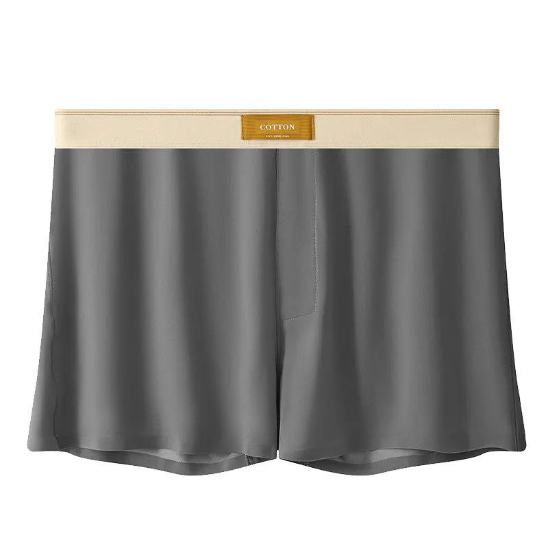Three pairs of men's solid colour ice silk underwear showing loose fit and mid waist design