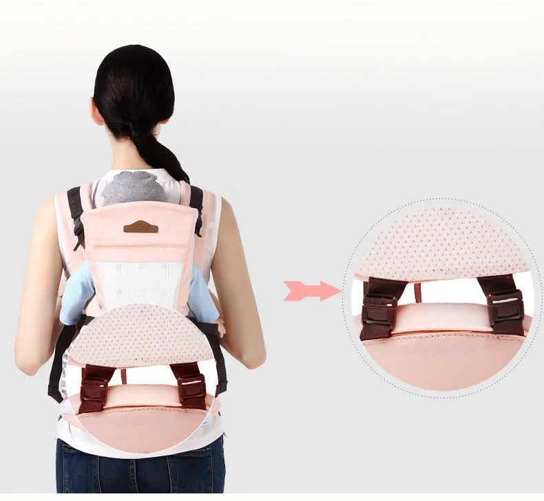 Breathable baby waist stool strap carrier in green for ages 3-36 months