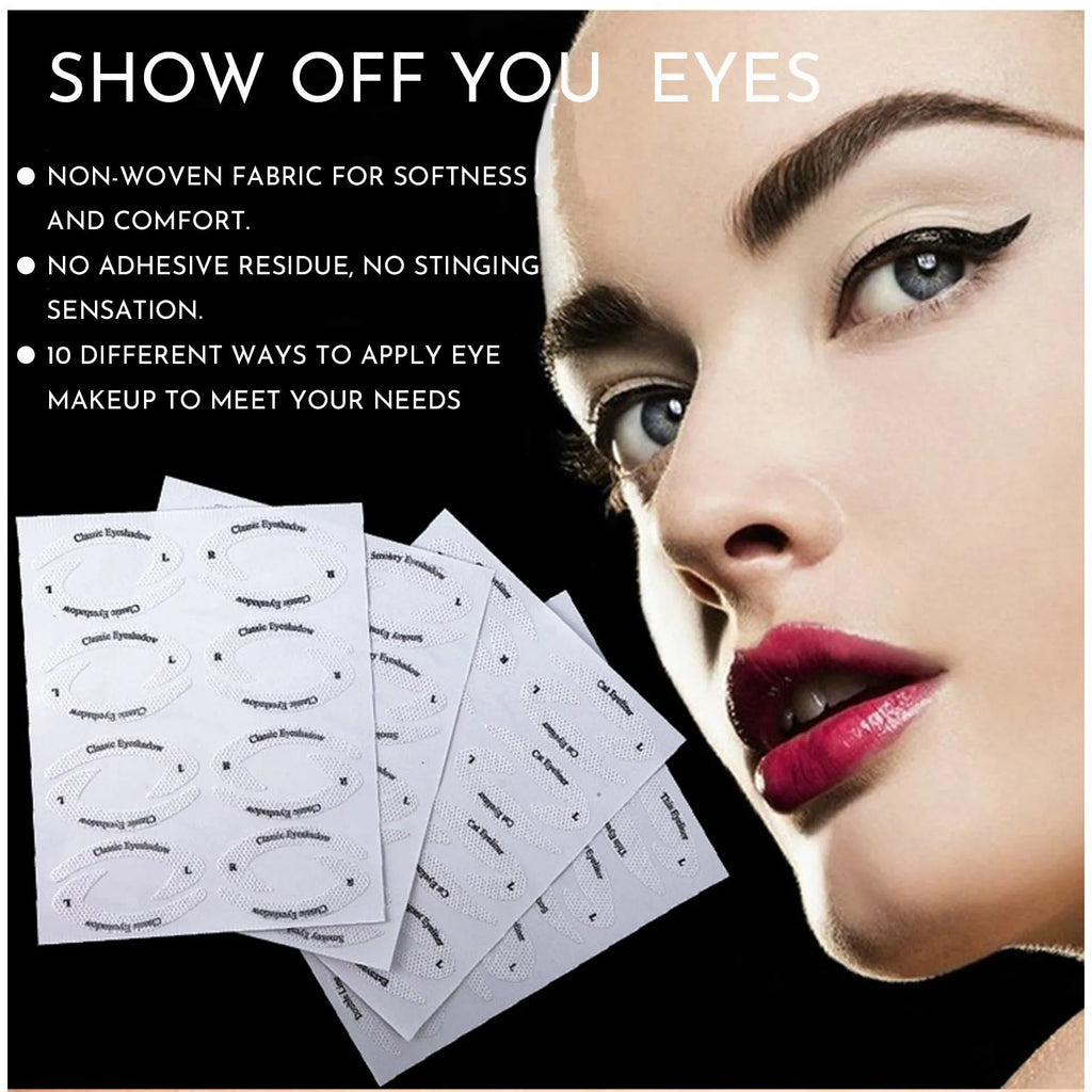 Set of four reusable flexible eyeliner and eyeshadow stencil stickers for makeup application.