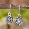 Women's bohemian retro earrings with distressed ethnic round print design in geometric shape
