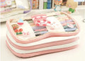 Japanese transparent heart-shaped pen bag with rabbit designs in red love rabbit and pink cake rabbit patterns