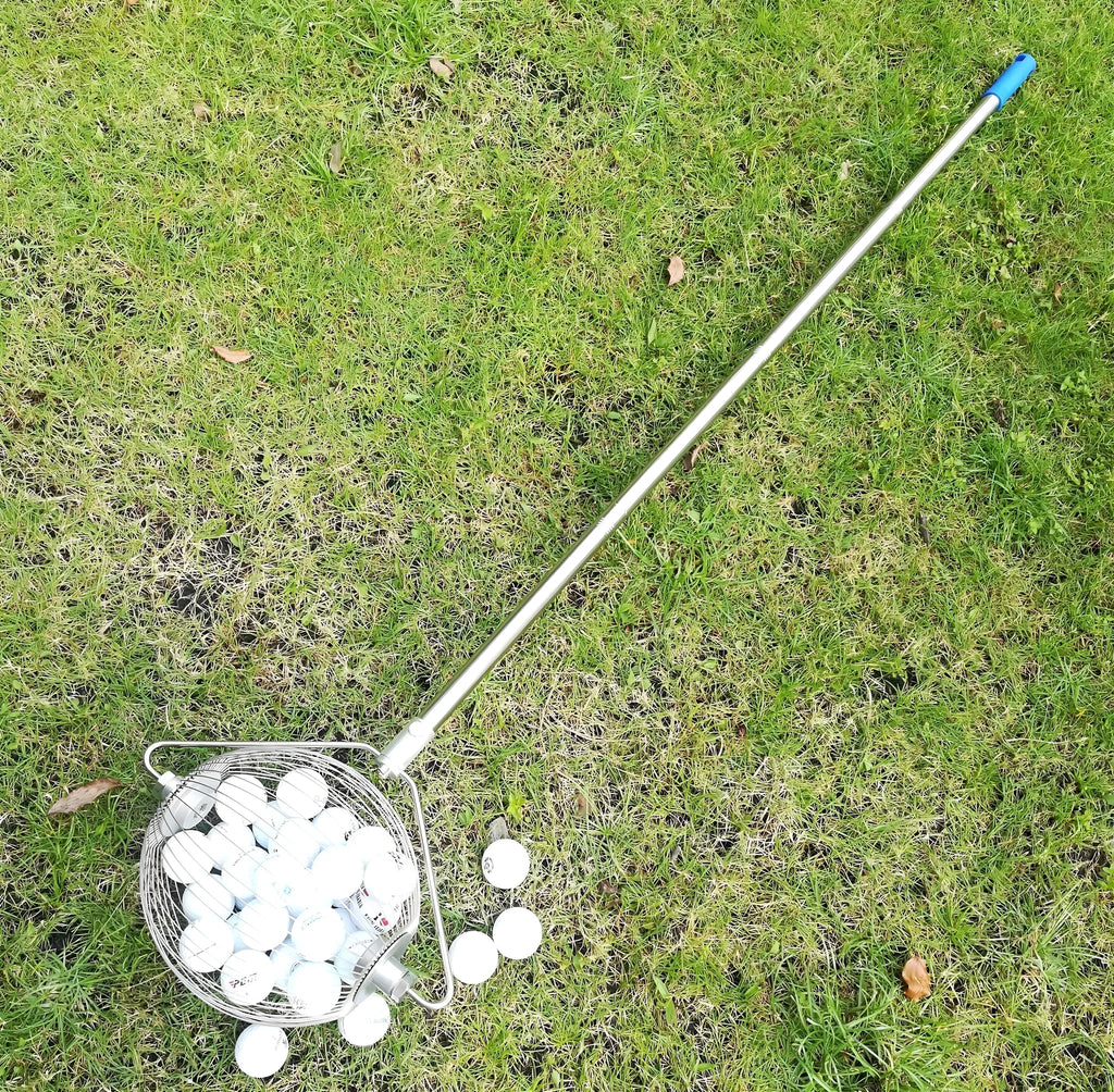 Stainless steel golf ball retriever tool with metallic finish for water hazards