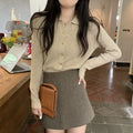 Long-sleeved knitted cardigan bottoming top in viscose fibre with loose fit