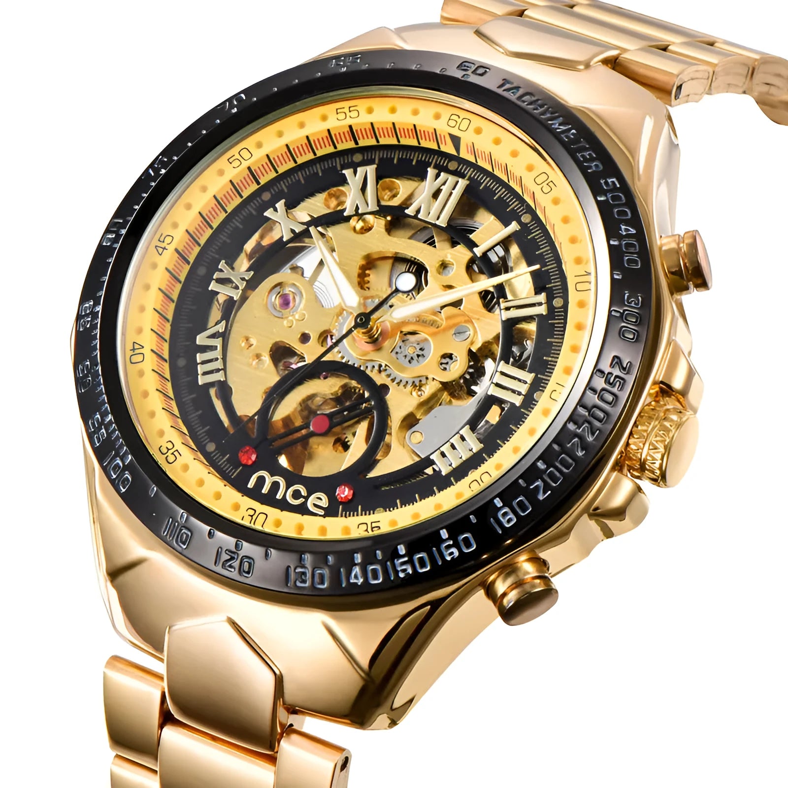 MCE mechanical men's explosion-proof watch with stainless steel case and luminous hands