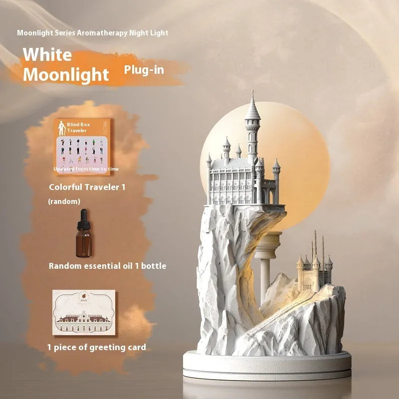White composite gypsum table lamp with wire switch, functioning as bedroom night light