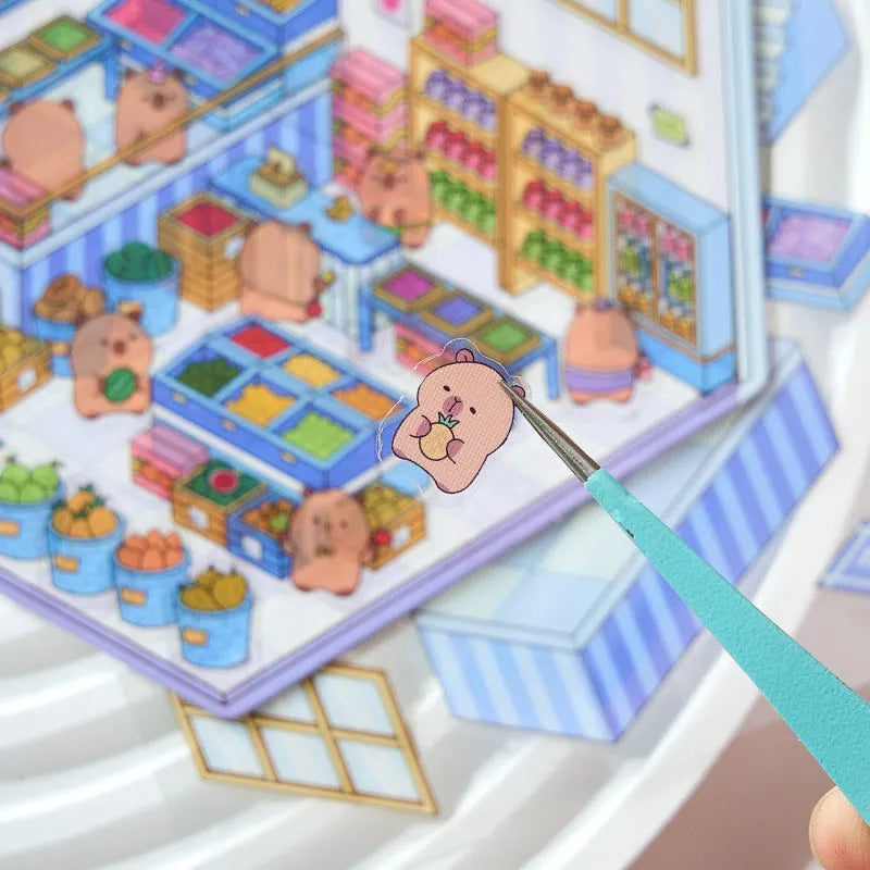 Capabala cut-free three-dimensional cartoon landscape stickers in eight colours for cash register decoration