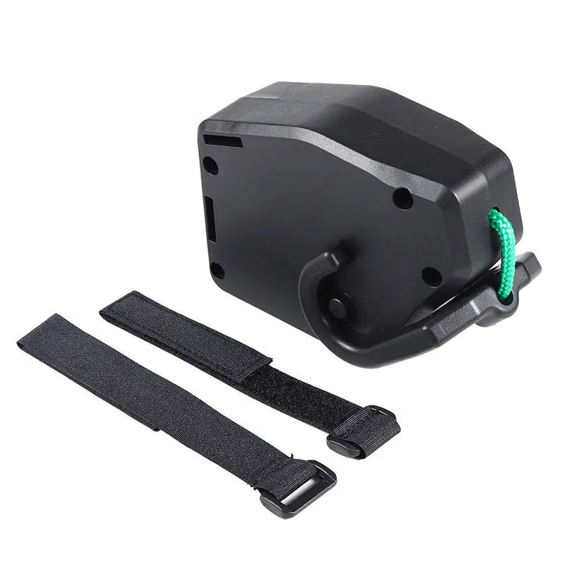 Black plastic bicycle trailer traction rope with connector fittings for mountain bike towing