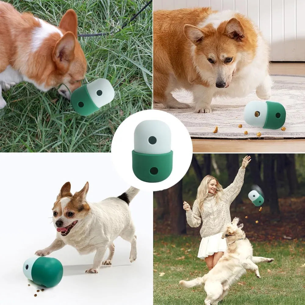 8cm diameter dog puzzle treat dispenser toy in food-grade silicone for small medium dogs