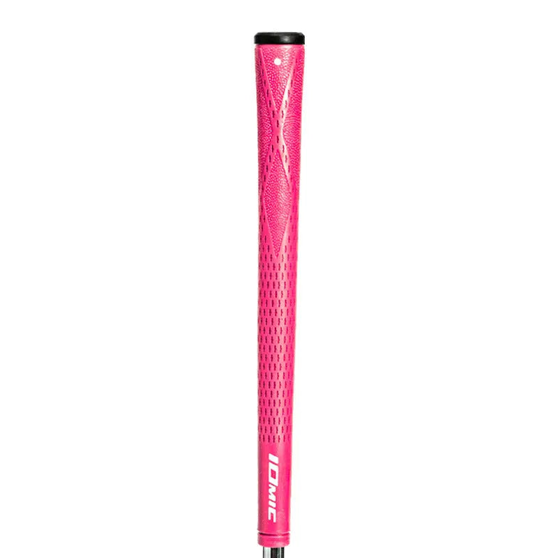 TPE material golf club grip shown in various colours including pink, red, blue, and black with coloured head designs.