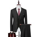 Men's navy blue plaid slim fit three-piece business casual suit with jacket, vest, and trousers