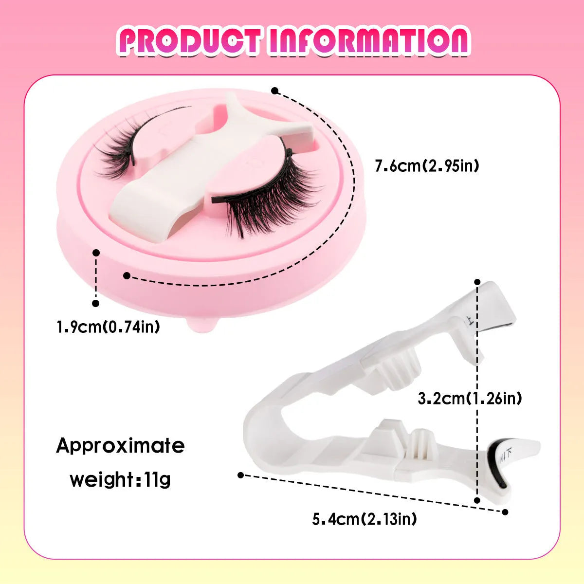 Set of thick, reusable waterproof false eyelashes in five sizes LZ03 to LZ14 on a clear tray.