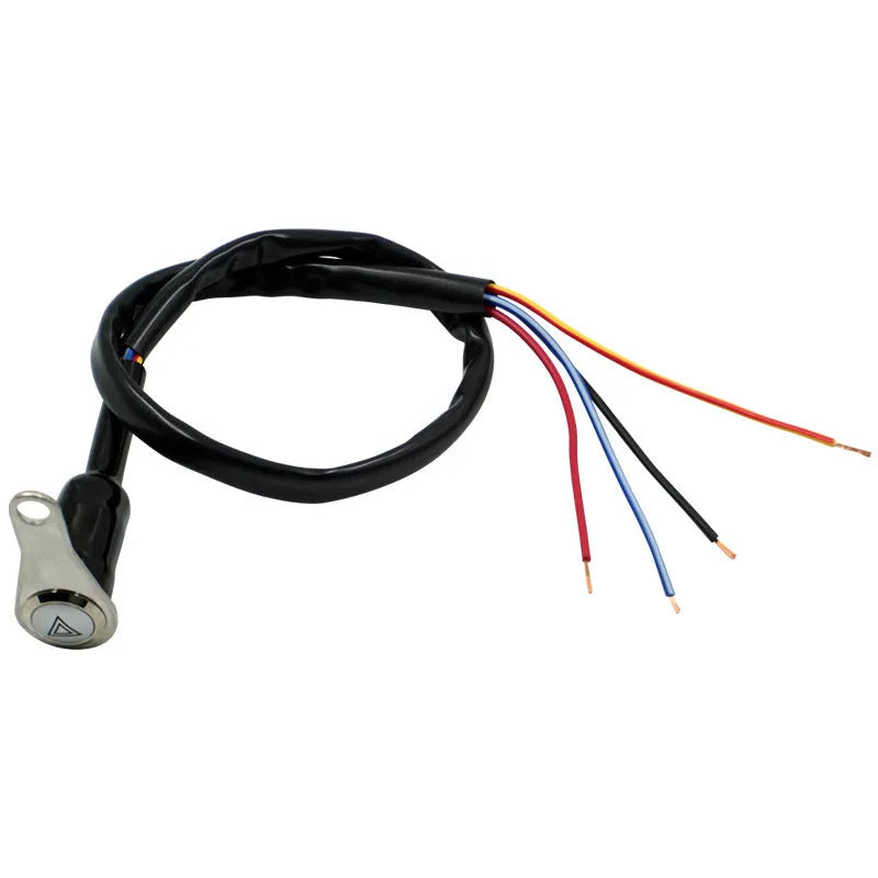 Black stainless steel motorcycle switch with double flash button and light ring, 7mm mounting hole