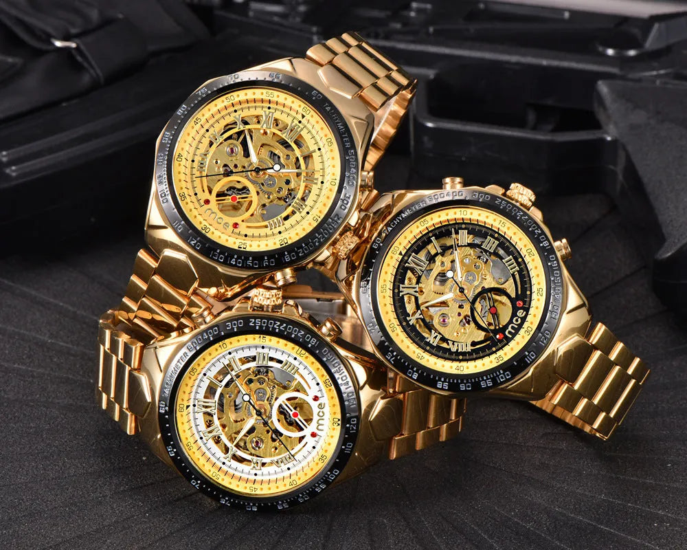 MCE mechanical men's explosion-proof watch with stainless steel case and luminous hands