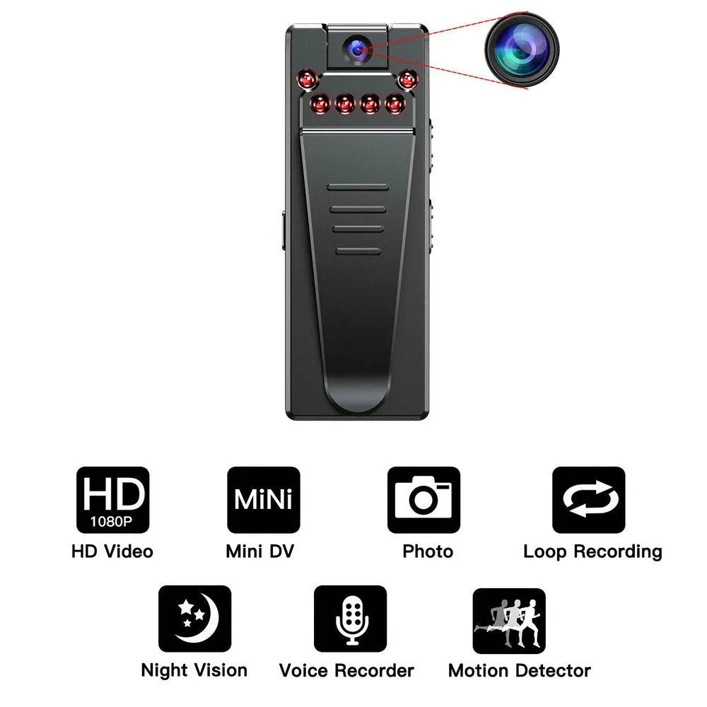 Black ABS plastic 1080p HD DV camera with night vision and 90-degree rotation