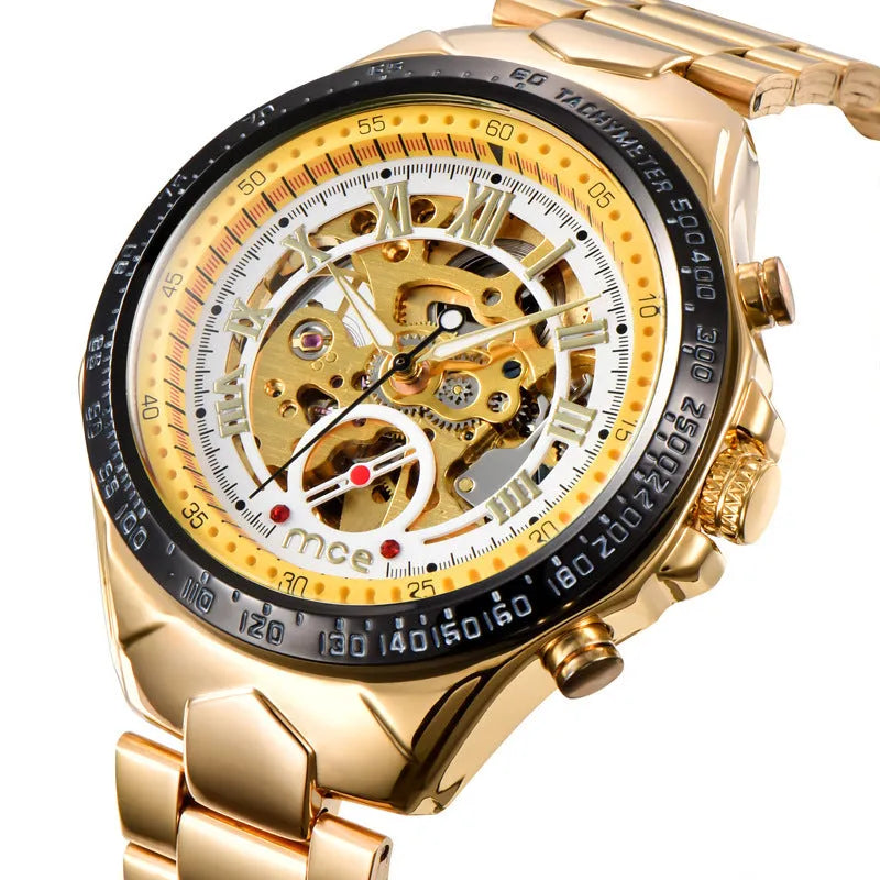 MCE mechanical men's explosion-proof watch with stainless steel case and luminous hands