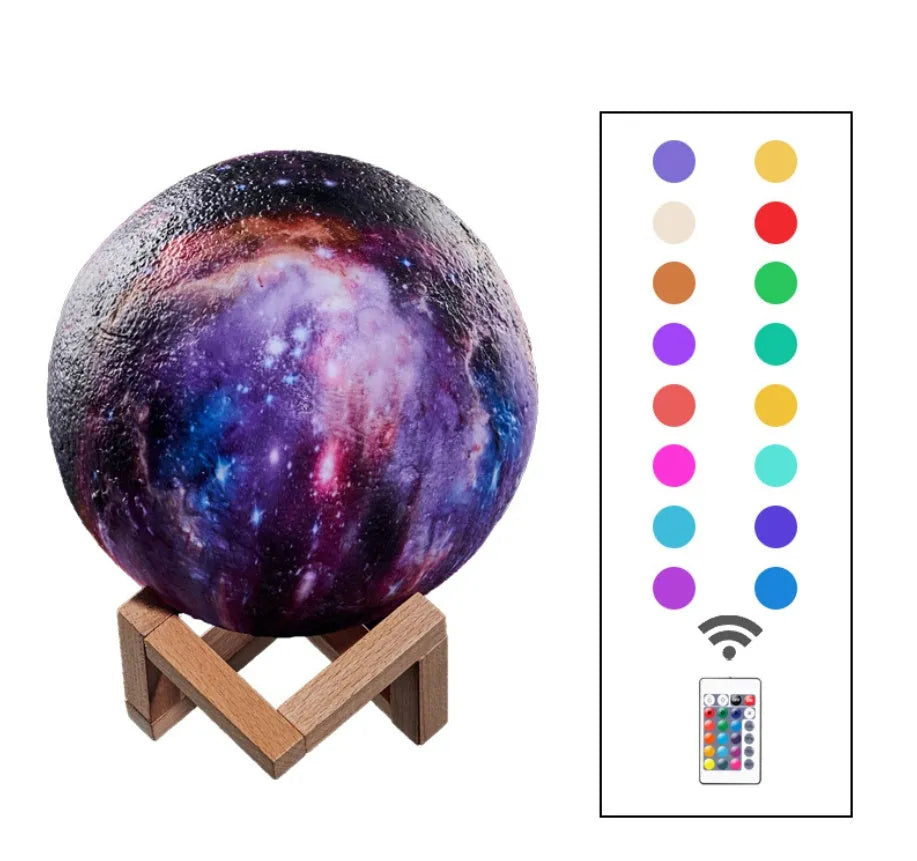 3D printed lunar light sphere with LED illumination in multiple colour modes