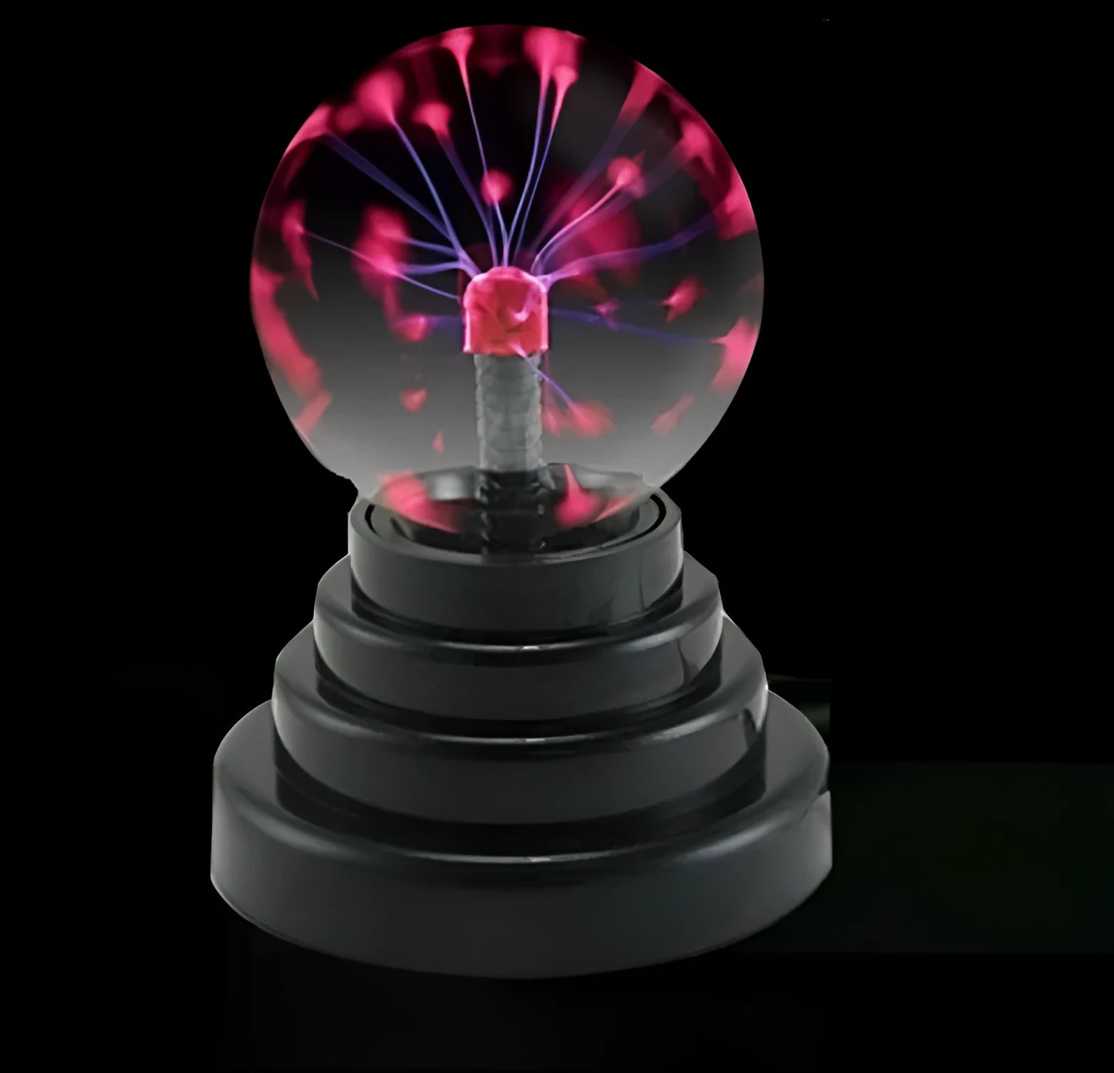 Colourful anti-radiation magic ball light with glass sphere on ABS base, USB cable