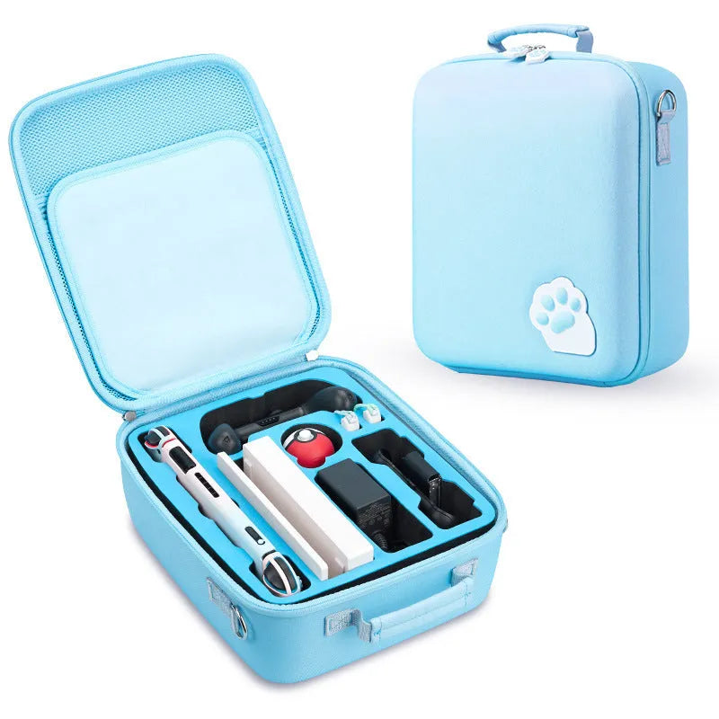 Nintendo Switch storage bag with cat claw design holding 21 game cards with shoulder strap