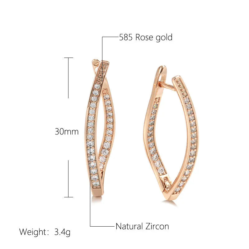 A pair of geometric drop earrings for women made from copper with zircon accents in H0493 colour.