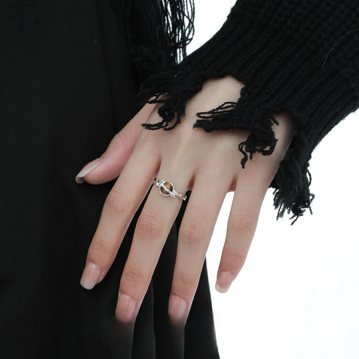 Women's adjustable Saturn open ring silver white gold colour electroplated jewellery