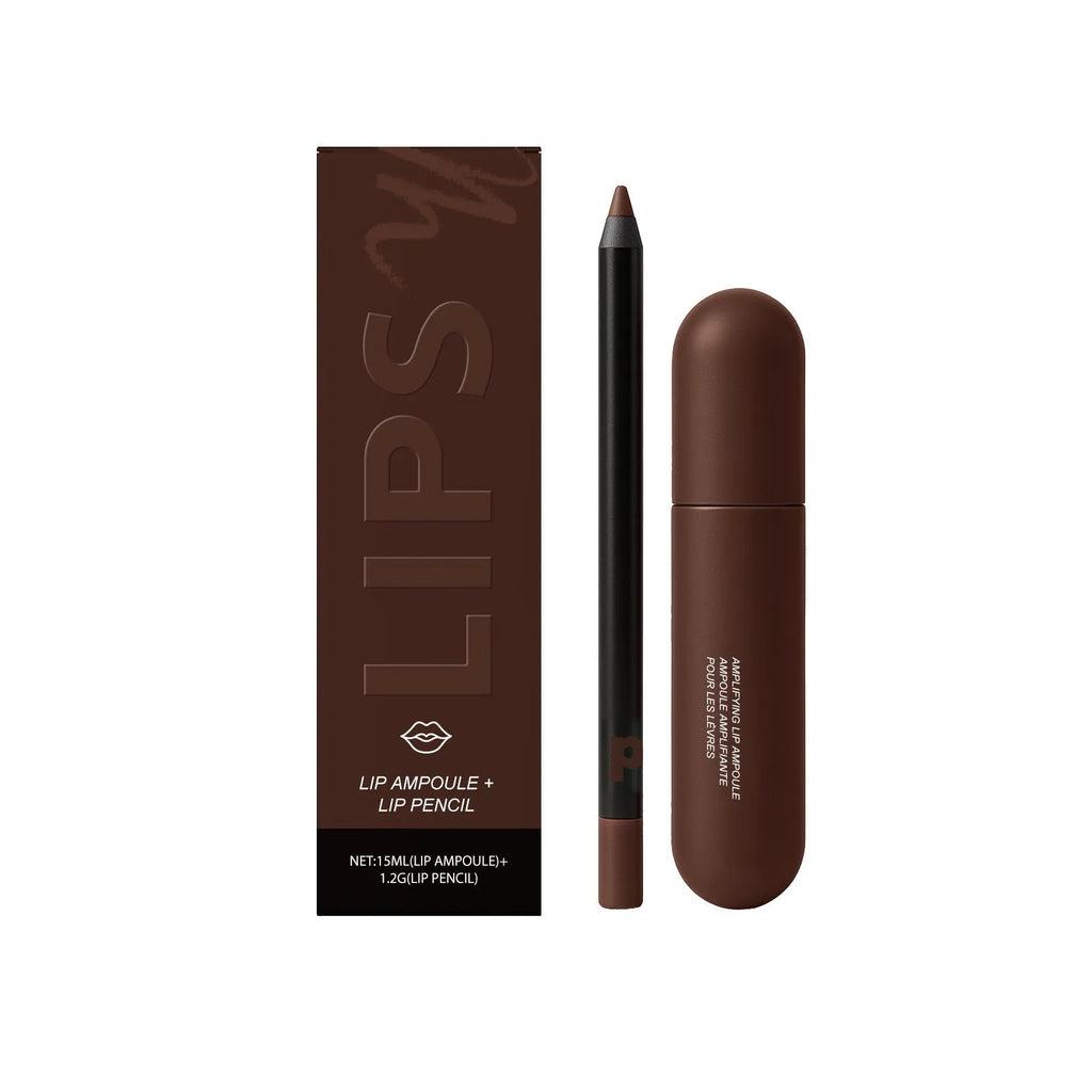 Moisturising lip gloss and lip liner set 15ml with six colour options including caramel cotton and classic red