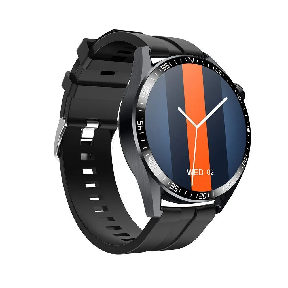 GS3 Max black and silver smartwatch on wrist showing health stats on 1.35-inch screen