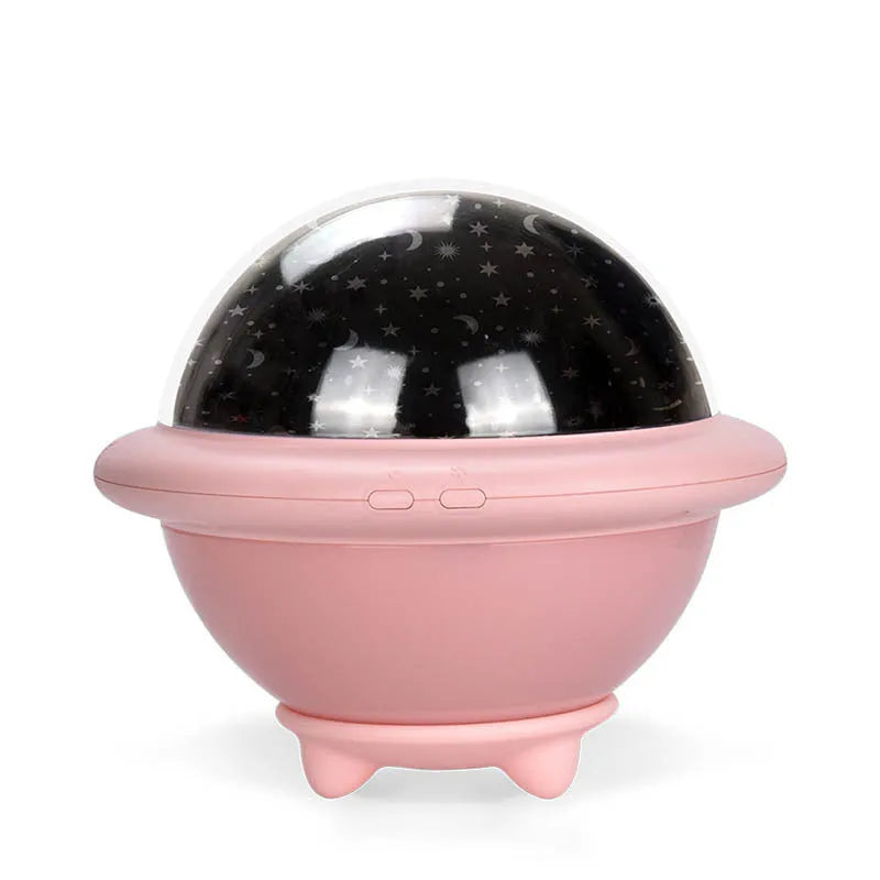 UFO shaped starry sky projection night light in pink, white, or green colours