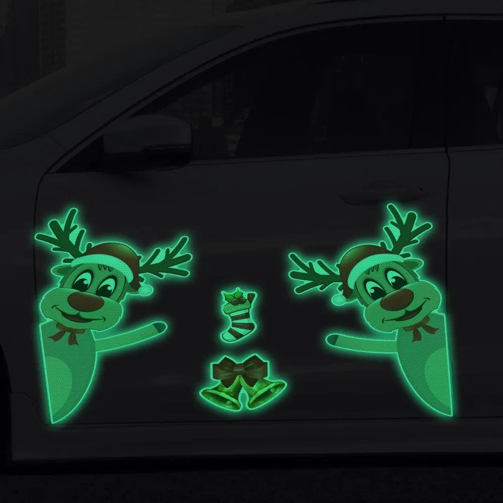 Christmas elk bell magnetic bumper stickers with reflective luminous properties in YFC002 colour