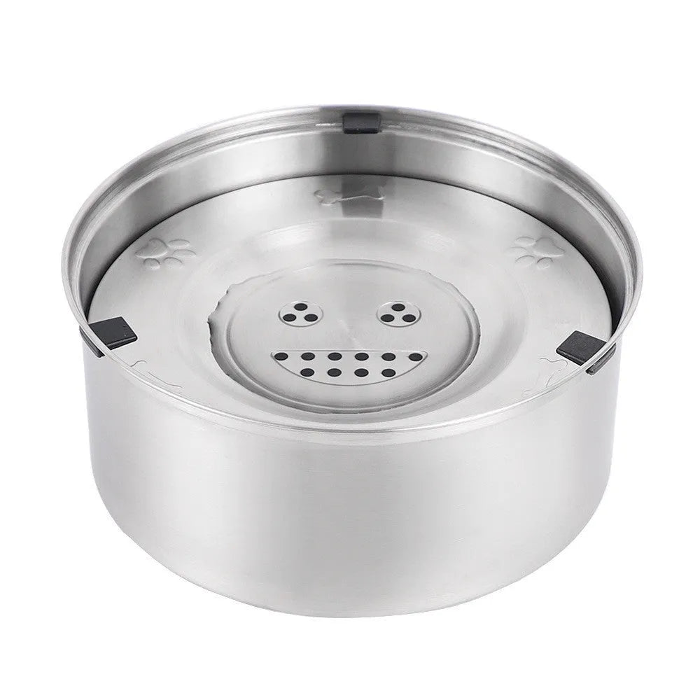 Silver stainless steel large capacity pet drinking water bowl for dogs and cats
