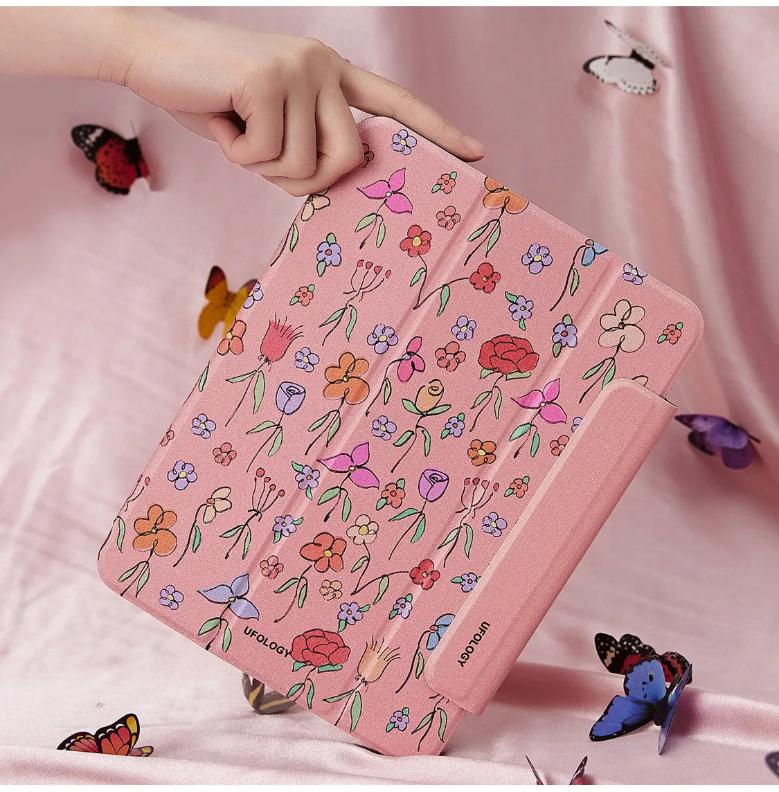 iPad Air magnetic suction protective sleeve case in polyurethane with double-sided clip inner shell