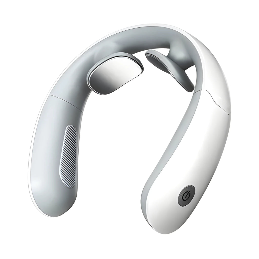 M3 neck massager in white with electronic pulse technology 150x150x4.5cm charging remote control