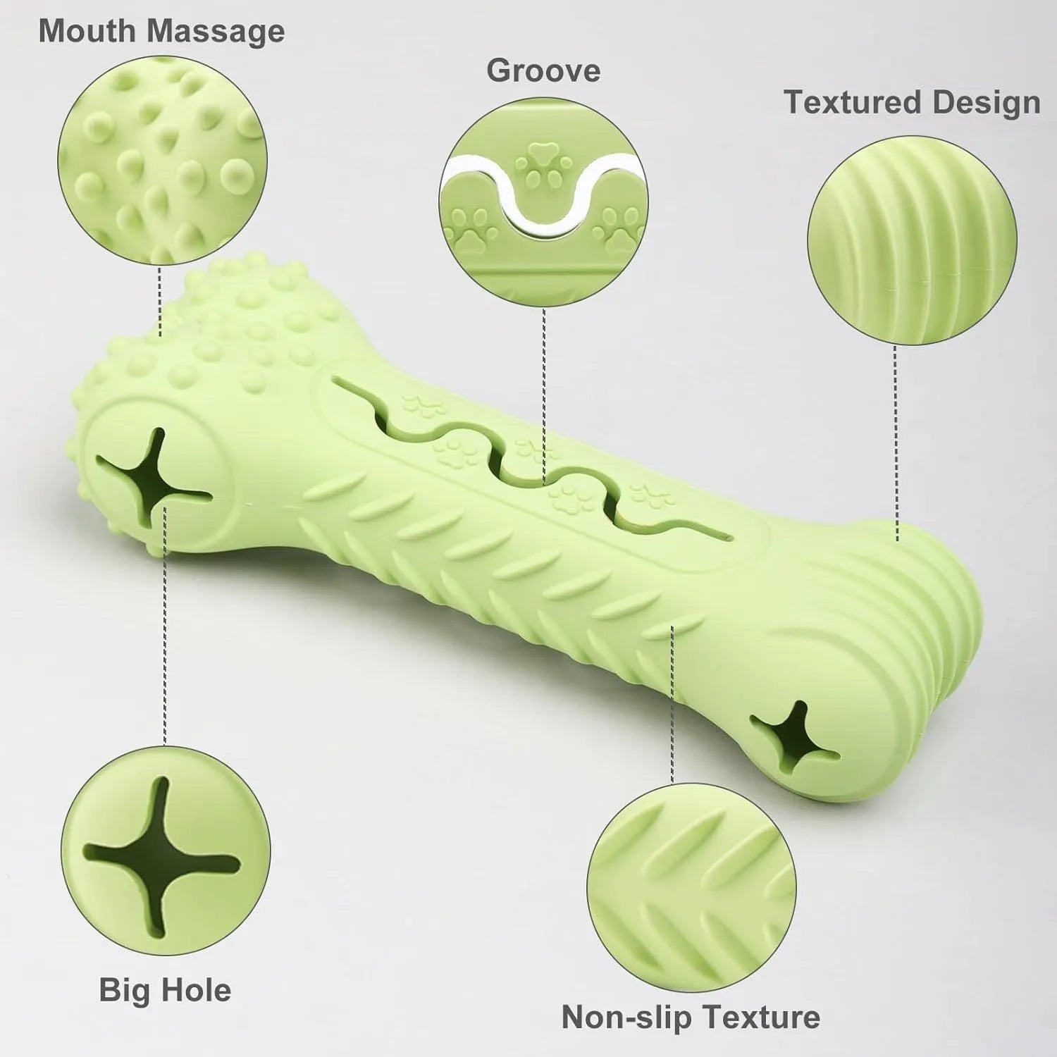 Blue bone-shaped natural rubber dog chew toy for aggressive chewers with textured surface.