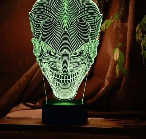 USB-powered 3D LED decorative lamp with acrylic panel in multiple colours on a square base