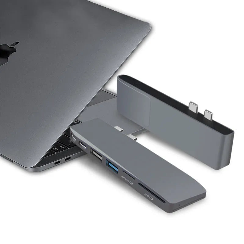 8-in-1 USB-C expansion hub for MacBook Pro with multiple ports and dual connectors