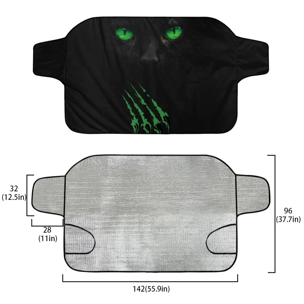 Car snow protection cover made from aluminium film foam polyester fabric with lanyard installation system