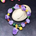 Natural style amethyst bead bracelet with fu character decoration for women's jewellery