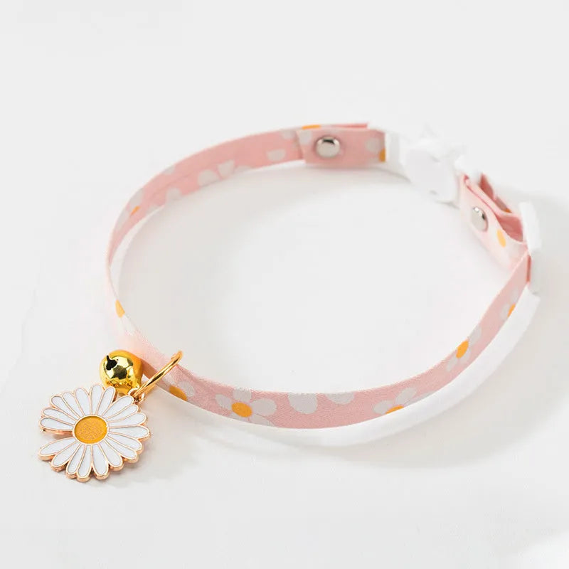 Adjustable cat collar with metal bell pendant and bow tie for small dogs