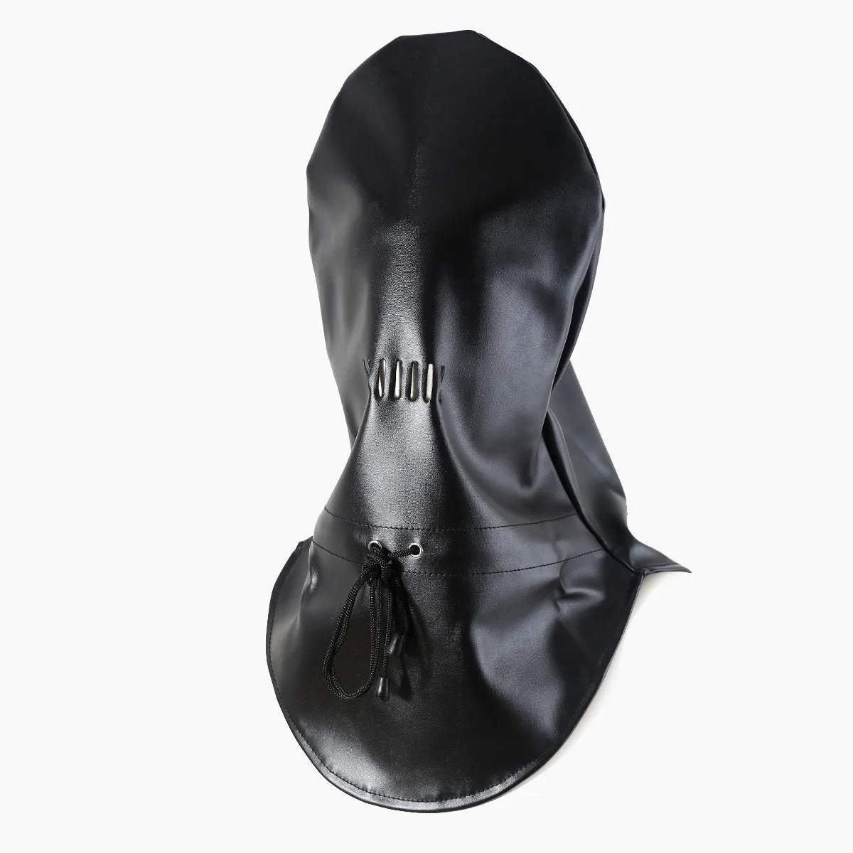 Black PU leather adjustable breathable mask for adult bondage and training scenarios