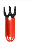 Orange handled pipe wrench with chrome-plated steel head and adjustable jaw.