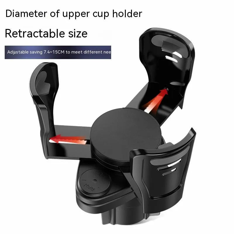 Black car cup holder modification unit with carbon fibre matte texture