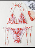 Women's halter swimsuit with floral pattern briefs in multiple colour options