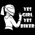 Cool Girl Rider character car sticker in black, white, or laser colour.