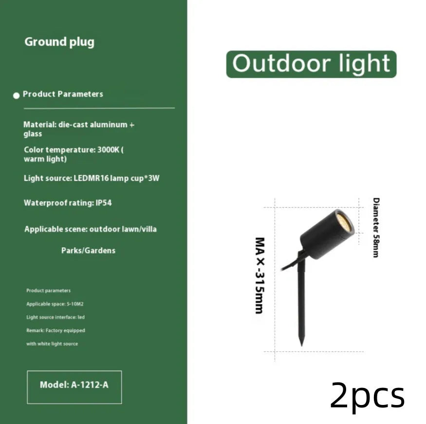 Aluminium outdoor ground lamp with LED lighting for garden and courtyard illumination