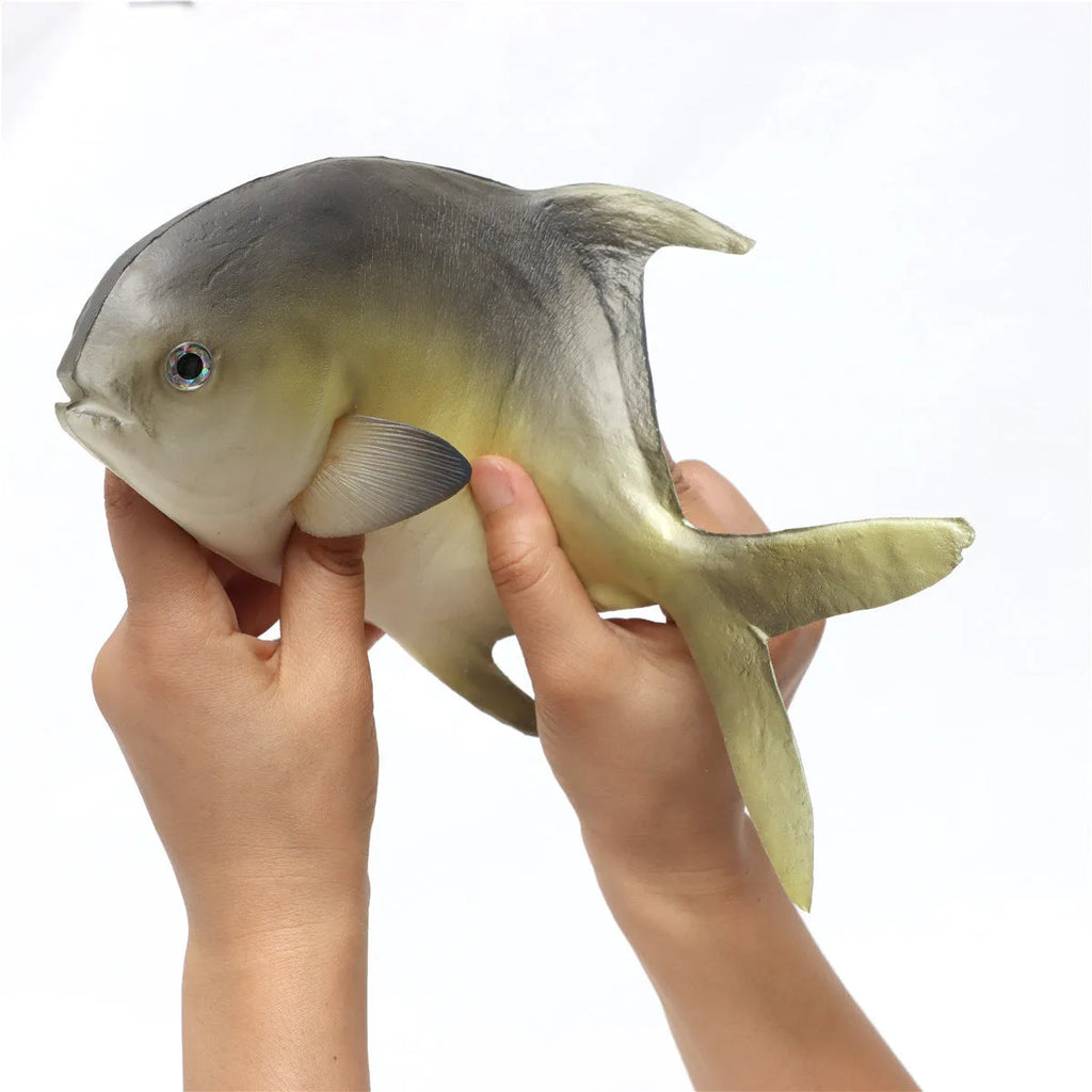 Three PU simulated fish model ornaments showing yellow-fin tuna, yellow croaker, and flower fish designs